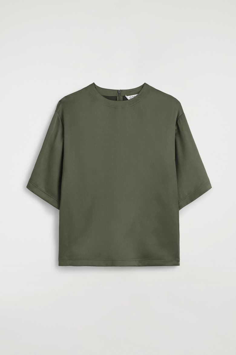 Satin T-Shirt, Main, color, KHAKI