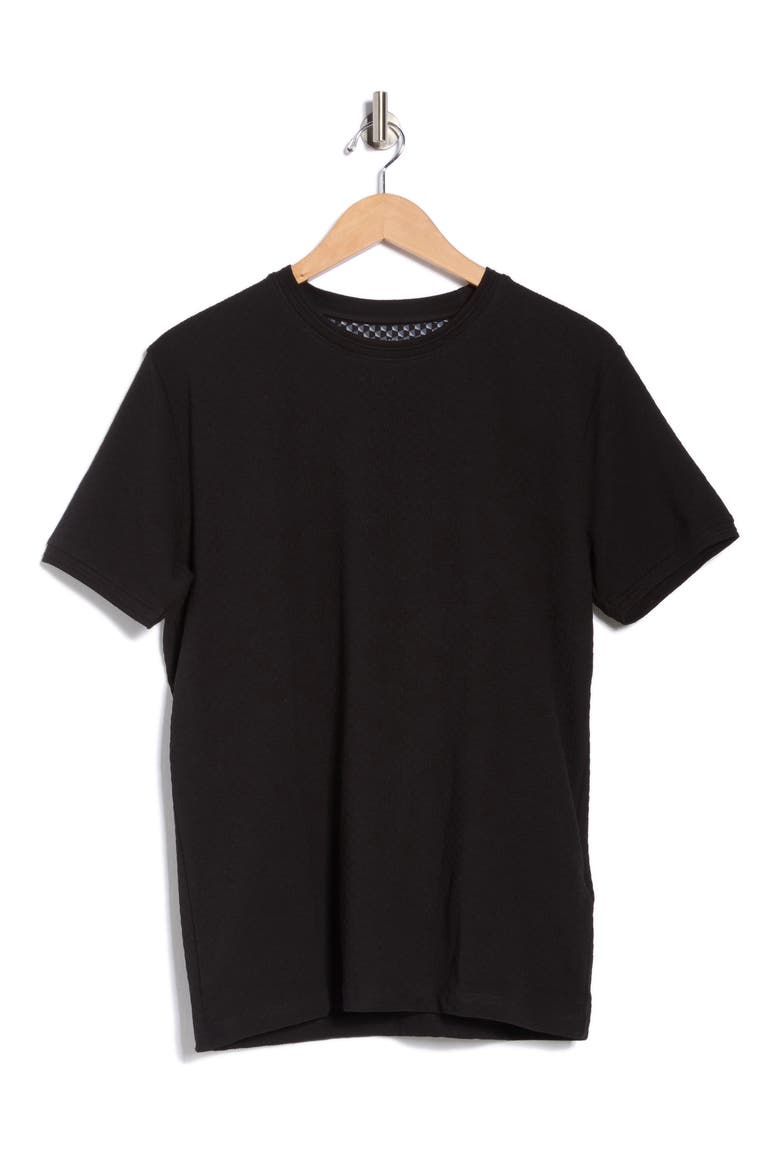 Solid Crewneck Textured T-Shirt, Alternate, color, BLACK