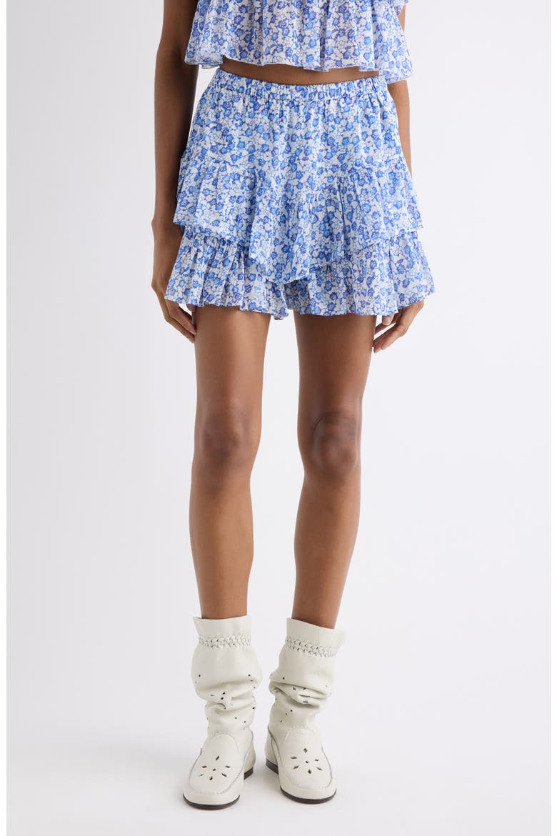 Jocadia Ruffle Cotton Miniskort, Main, color, BLUE