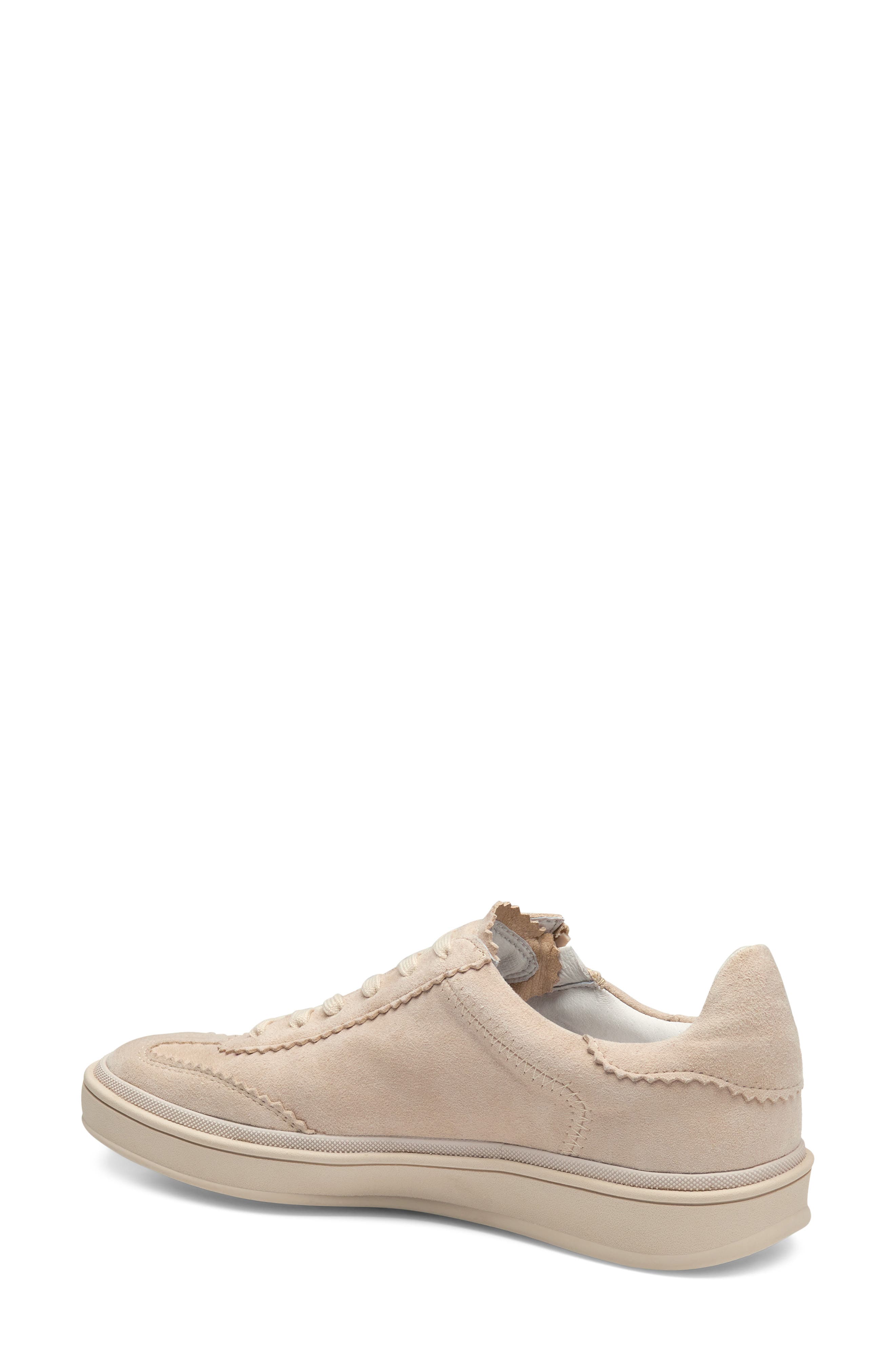 Johnston & Murphy Ashley Side Zip Sneaker, Alternate, color, Sand Kid Suede