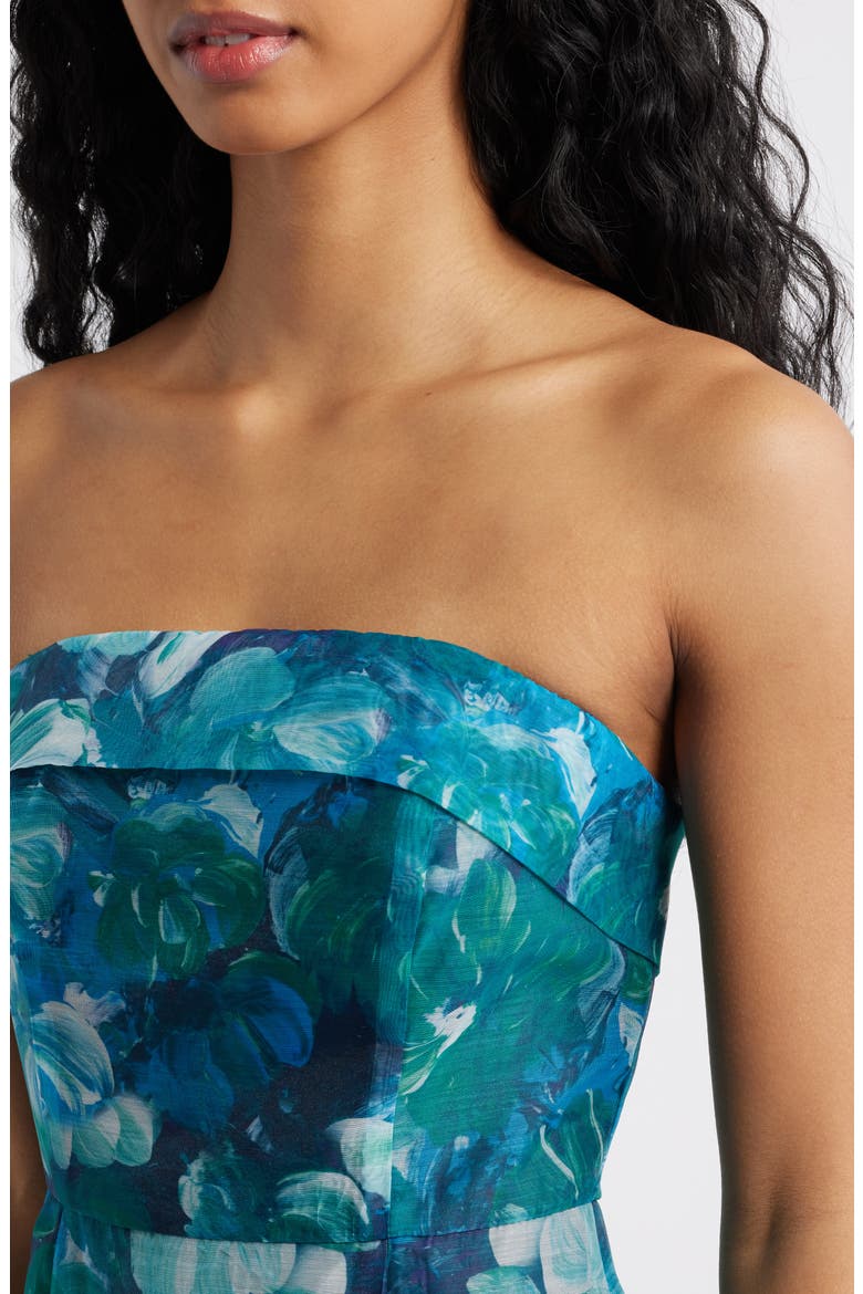 elena strapless organza midi dress Elena Strapless Floral Organza Midi Dress (Women)