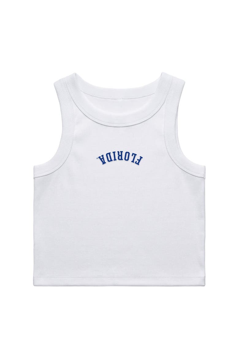 Women's Uscape Apparel White Florida Gators Upside Down Embroidery Ribbed Cropped Tank Top, Alternate, color, White