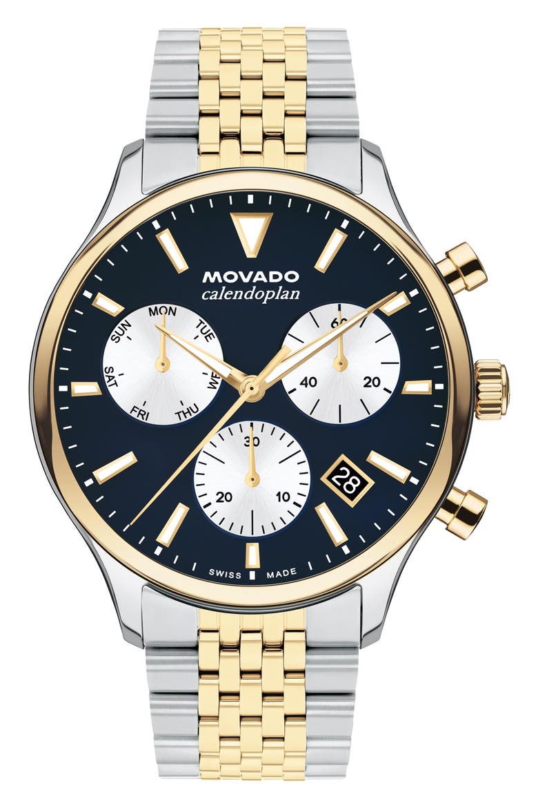 Calendoplan Bracelet Chronograph Watch, 43mm, Main, color, BLUE