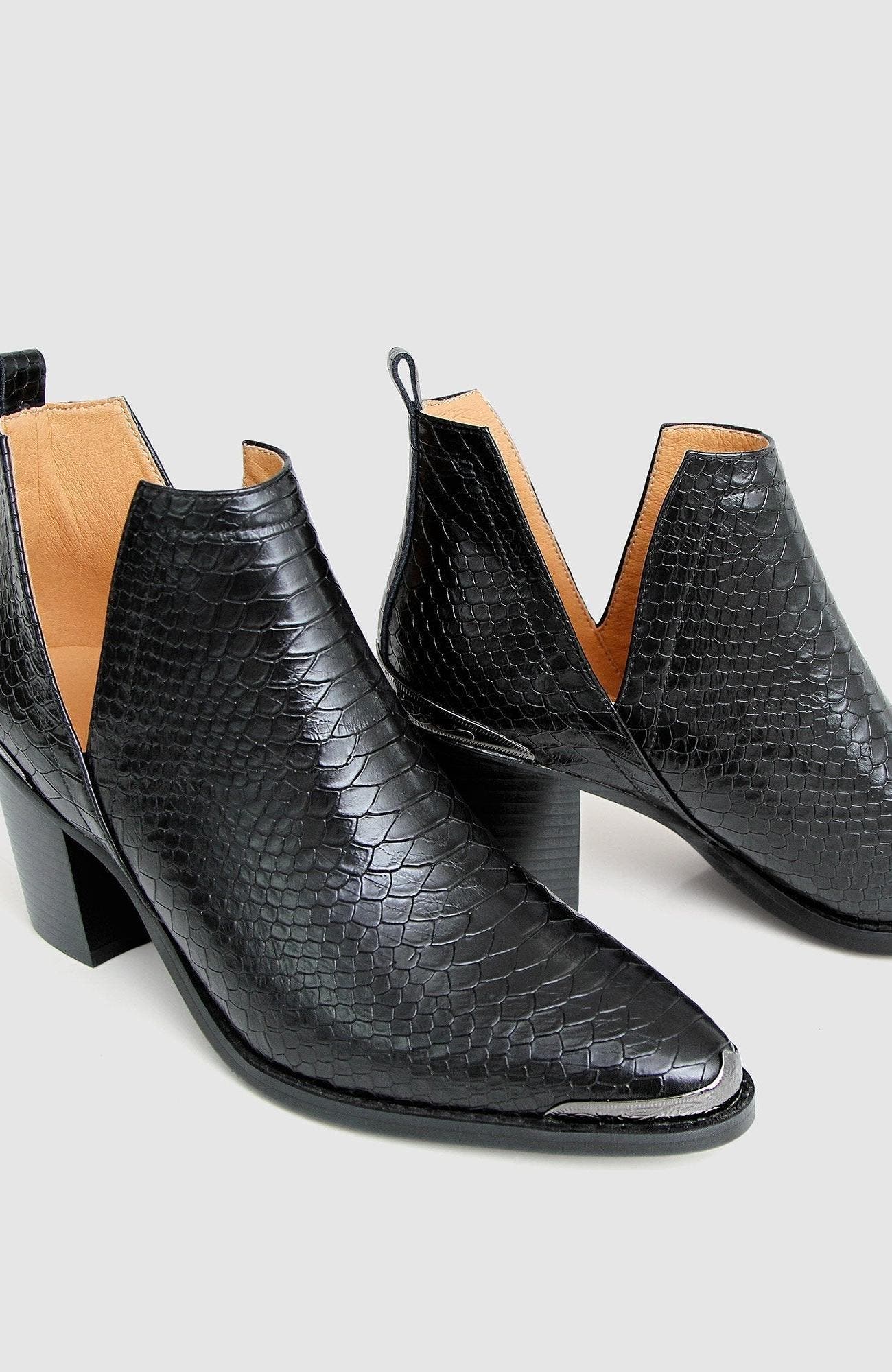 Belle & Bloom Austin Croc Embossed Ankle Boot, Alternate, color, Black