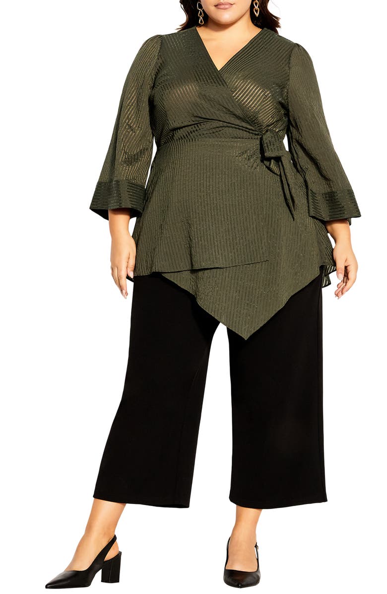 City Chic Whitney Stripe Asymmetric Wrap Tunic, Alternate, color, 