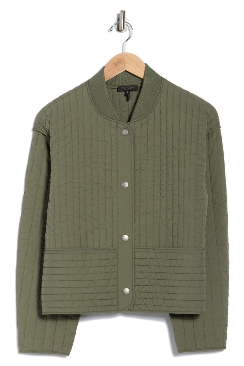 Bobbi Cropped Quilted Jacket, Alternate, color, OLIVE