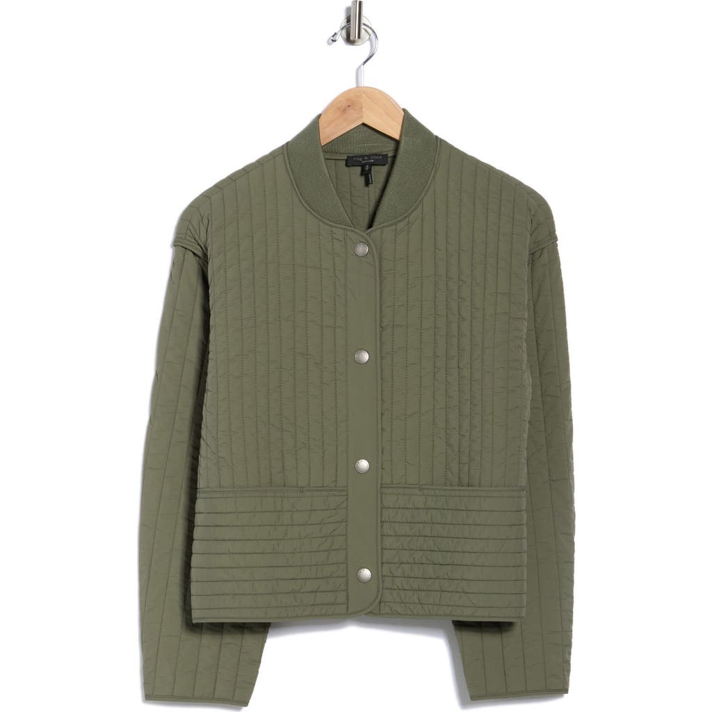 Rag & Bone Bobbi Cropped Quilted Jacket In Green