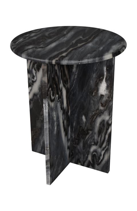 Javier 17.75" Contemporary Natural Marble Handmade X-Shaped End Table