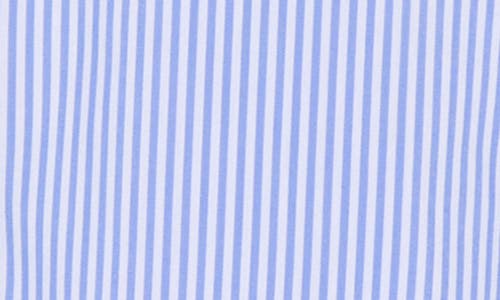 Nicole Miller Stripe Ruffle Long Sleeve Button-up Shirt In Blue