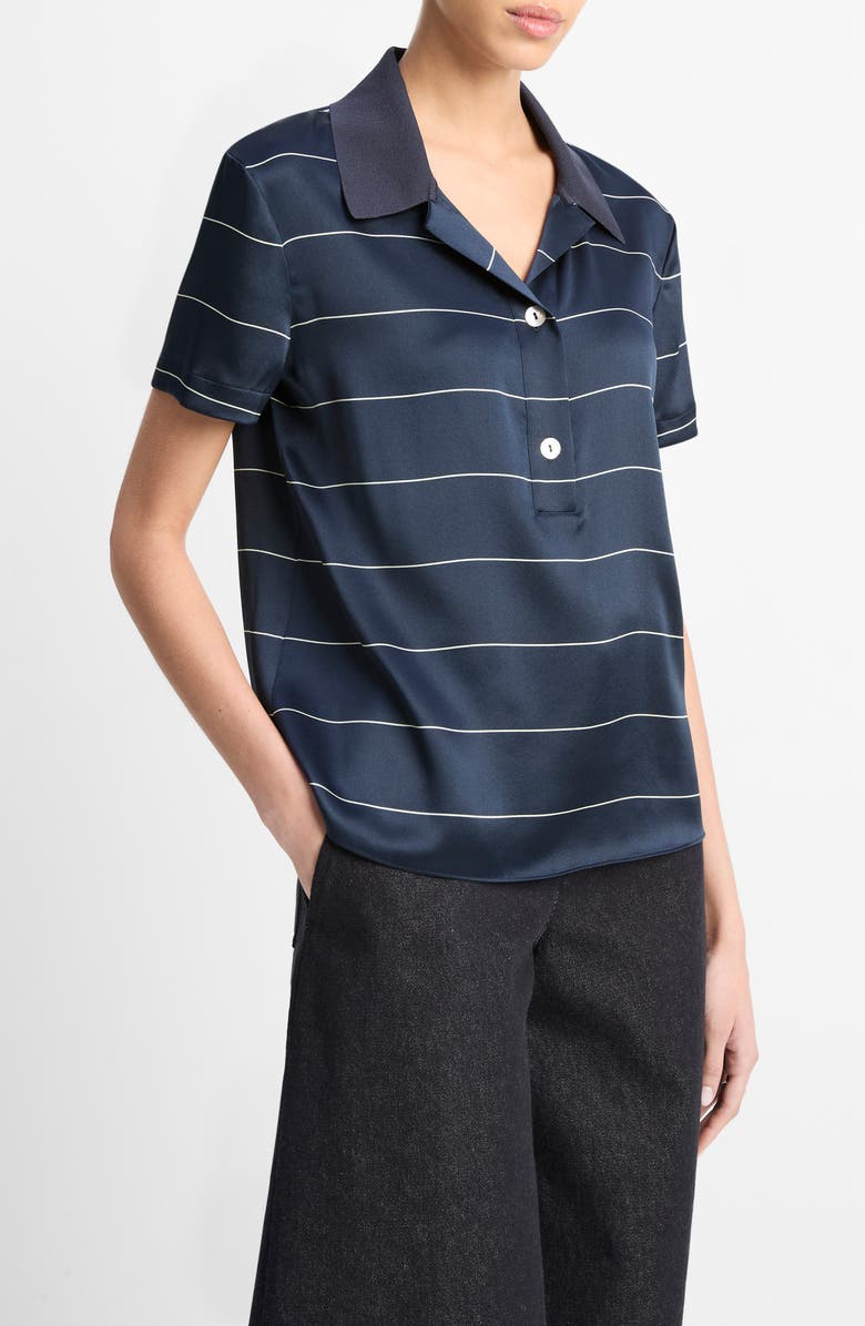 Vince Stripe Relaxed Fit Polo, Alternate, color, Coastal/Cream