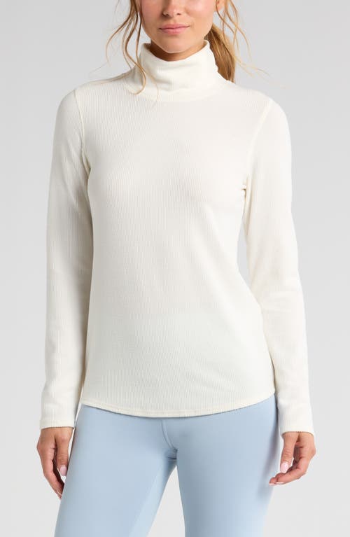 Zella Cozy Rib Mock Neck Top in Ivory Egret 