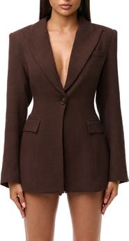 Naked Wardrobe Fitted Power Shoulder Blazer
