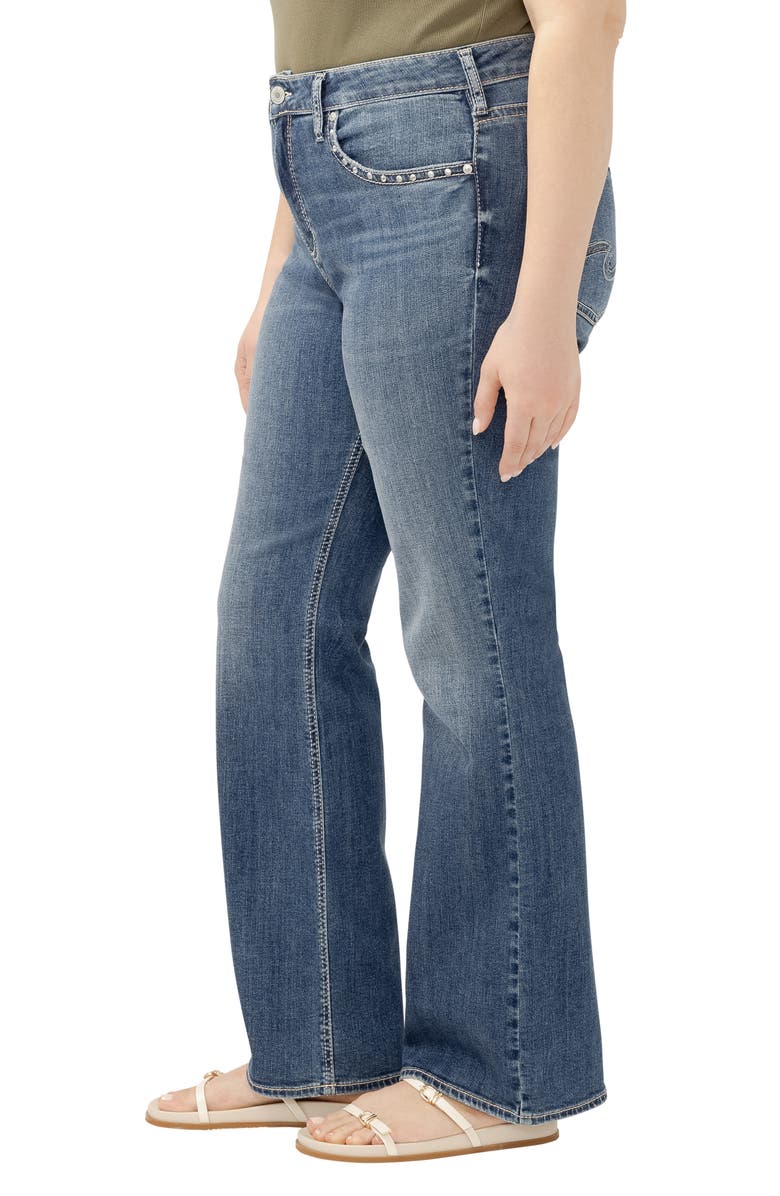 Silver Jeans Co. Avery Curvy Studded High Waist Bootcut Jeans, Alternate, color, 
