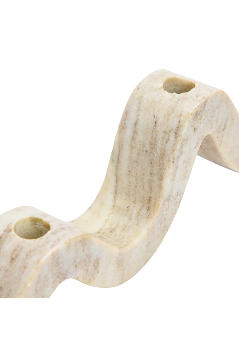 Marble Wave Double Taper Candle Holder, Beige, Alternate, color, White