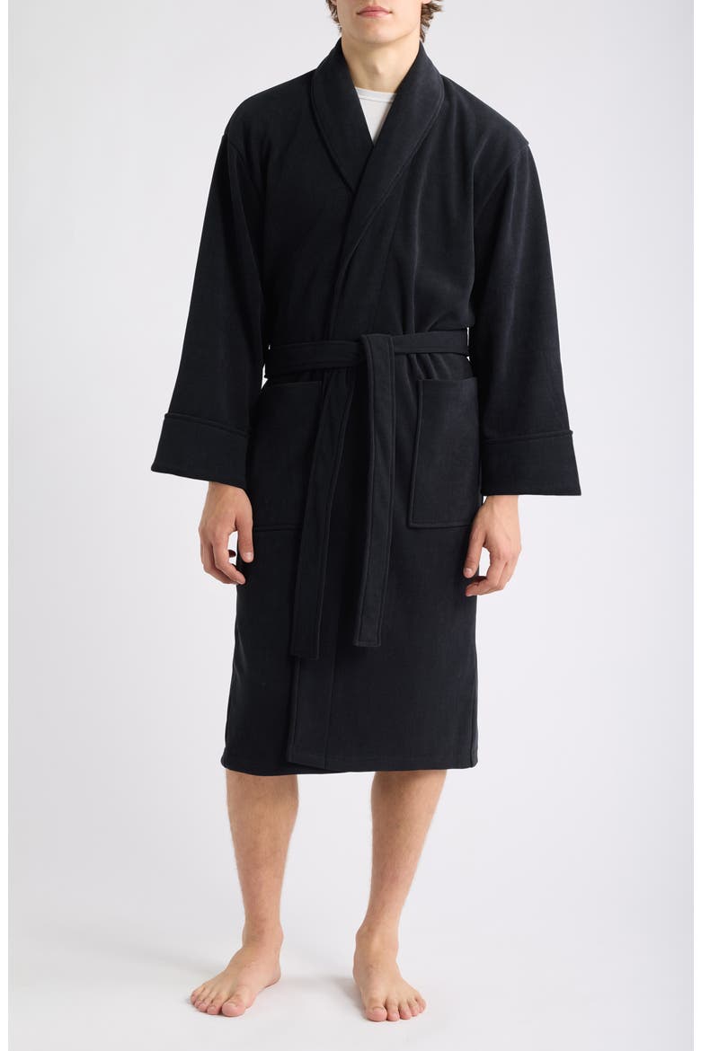 Fleece Shawl Collar Robe, Main, color, BLACK