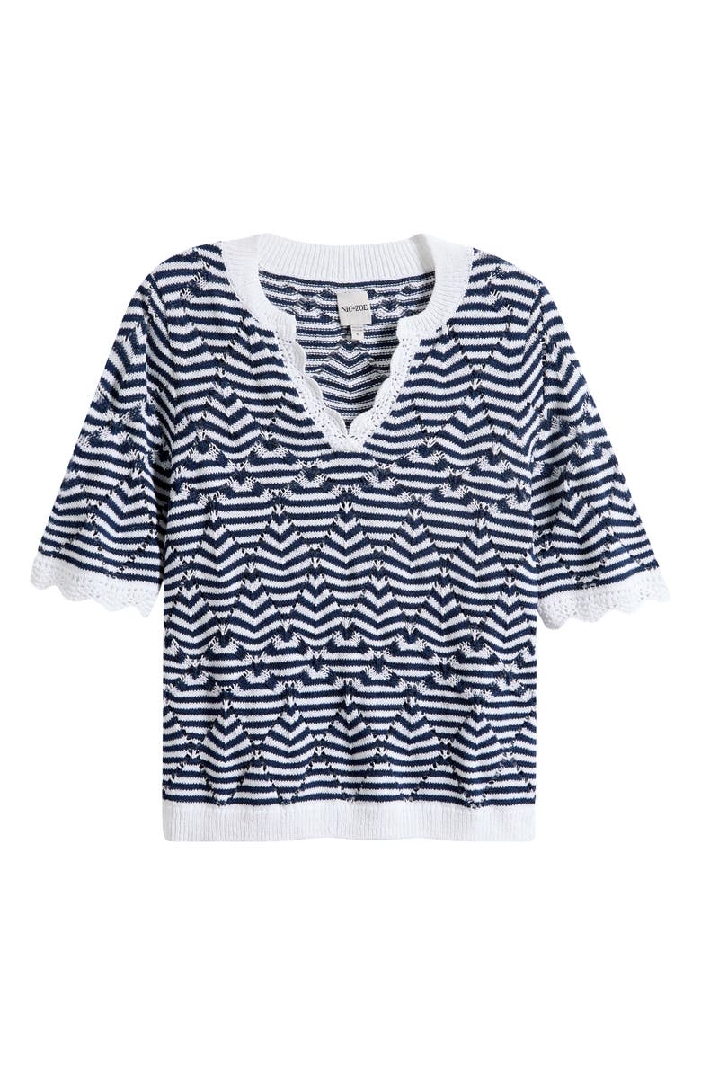 NIC+ZOE Coastline Open Stitch Sweater, Main, color, Indigo Multi