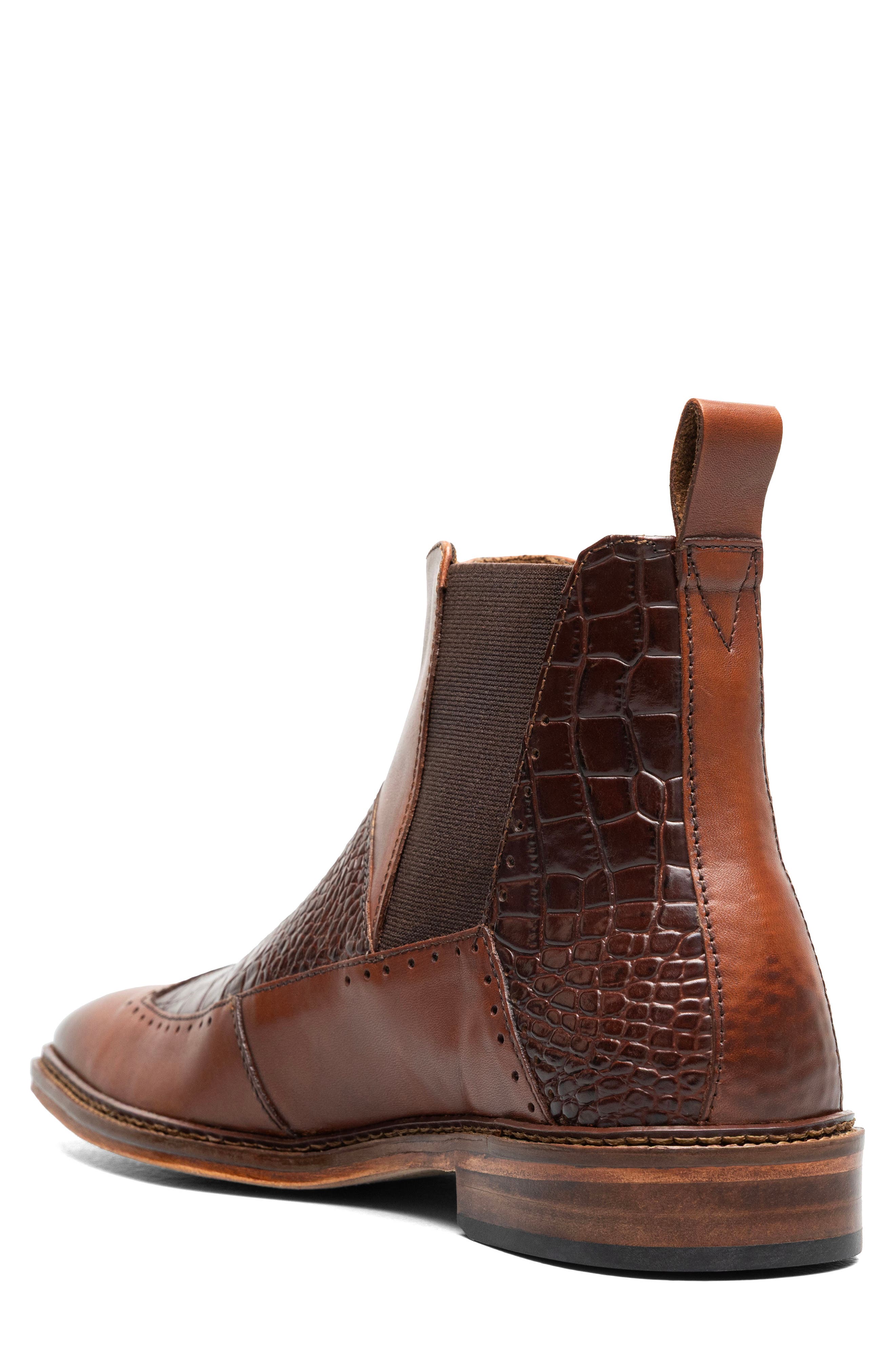 Garza Leather Wingtip Chelsea Boot, Alternate, color, COGNAC