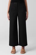 Eileen Fisher High Waist Stretch Organic Cotton Ankle Wide Leg Pants