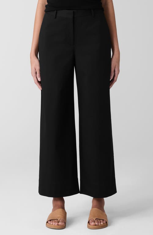 EILEEN FISHER EILEEN FISHER HIGH WAIST STRETCH ORGANIC COTTON ANKLE WIDE LEG PANTS