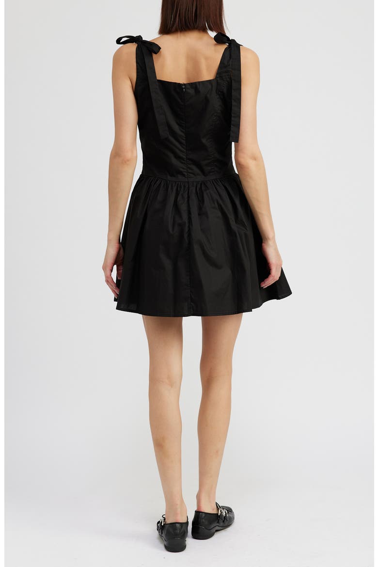 Charlie Tie Strap Cotton Poplin Minidress, Alternate, color, BLACK