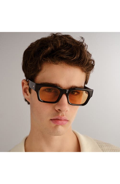 Le Specs Shmood 52mm Rectangular Sunglasses In Black/amber Tint