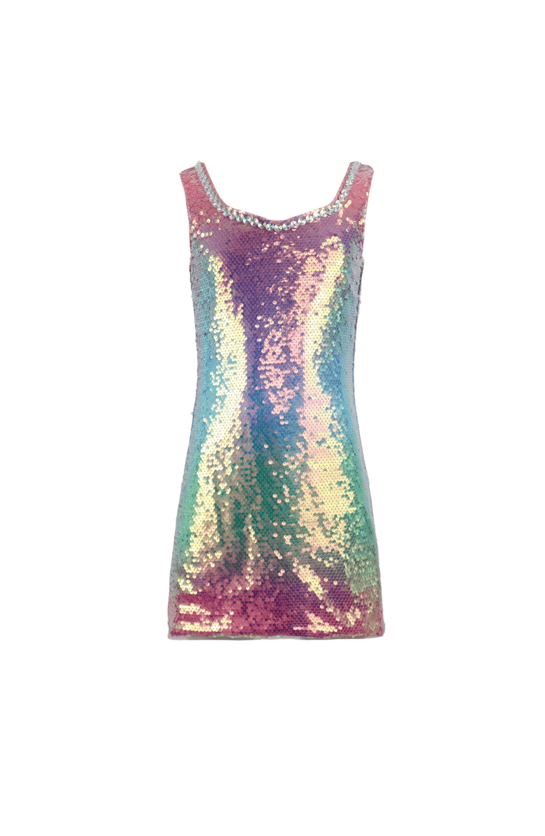 Lola + The Boys Rainbow Sunset Gem Dress, Main, color, Pink