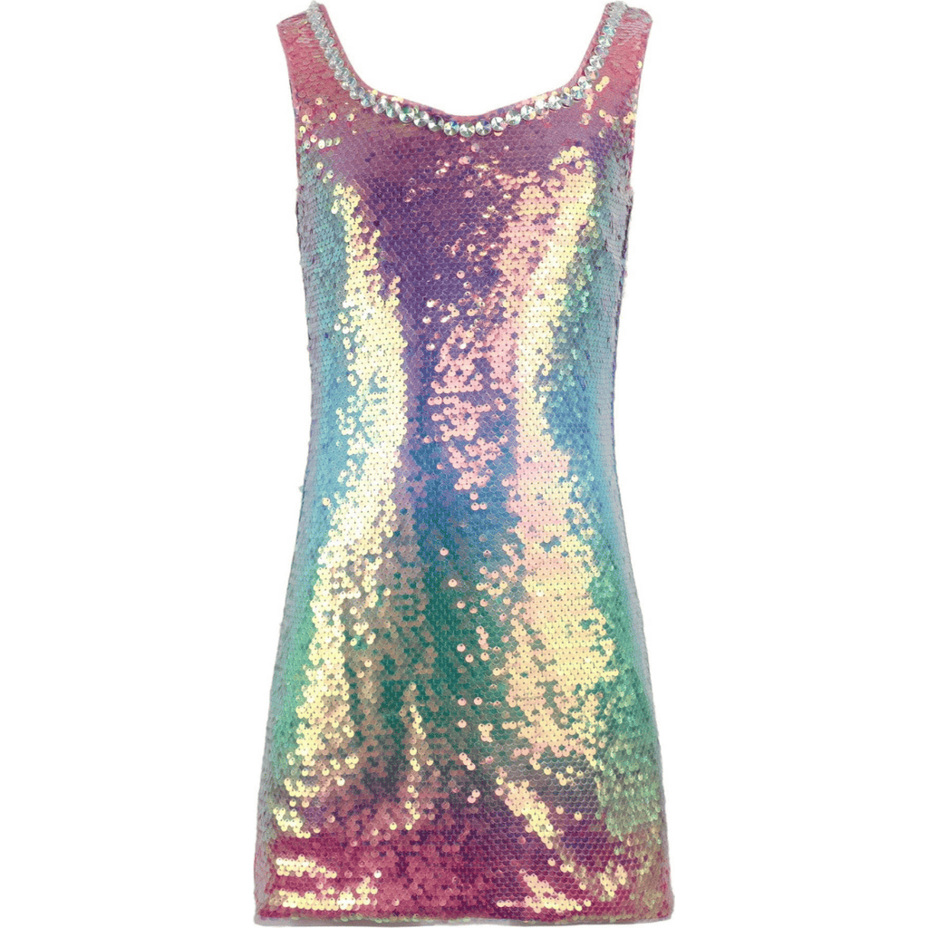 Lola + The Boys Rainbow Sunset Gem Dress In Multi