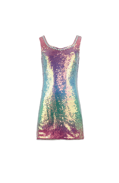 Lola + The Boys Rainbow Sunset Gem Dress In Multi