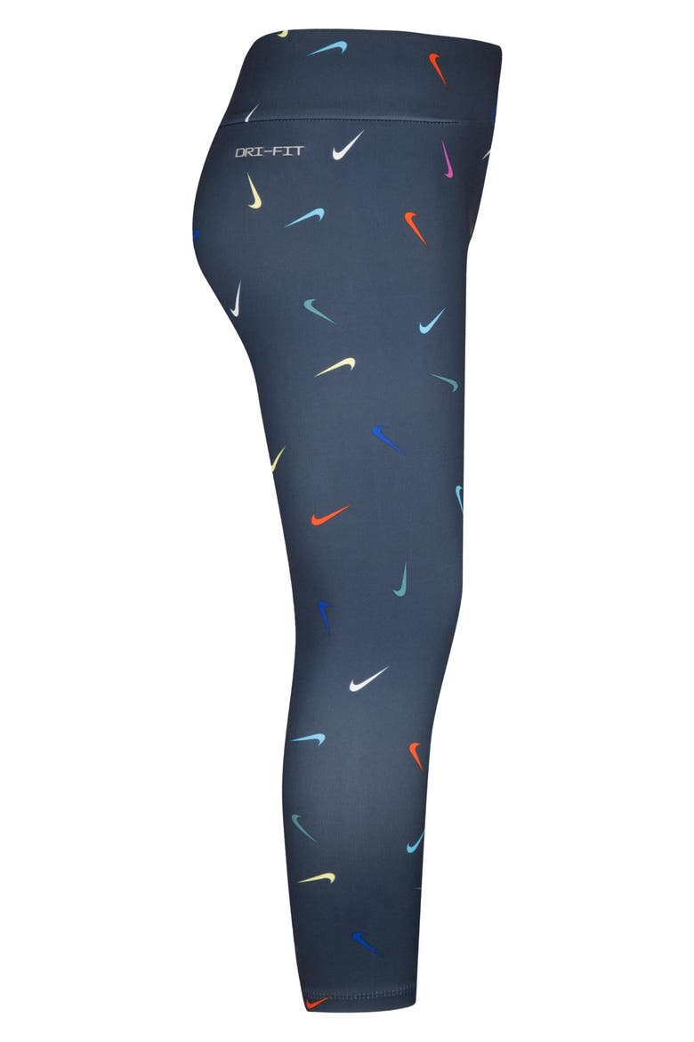 Kids' Swoosh Leggings, Alternate, color, OBSIDIAN