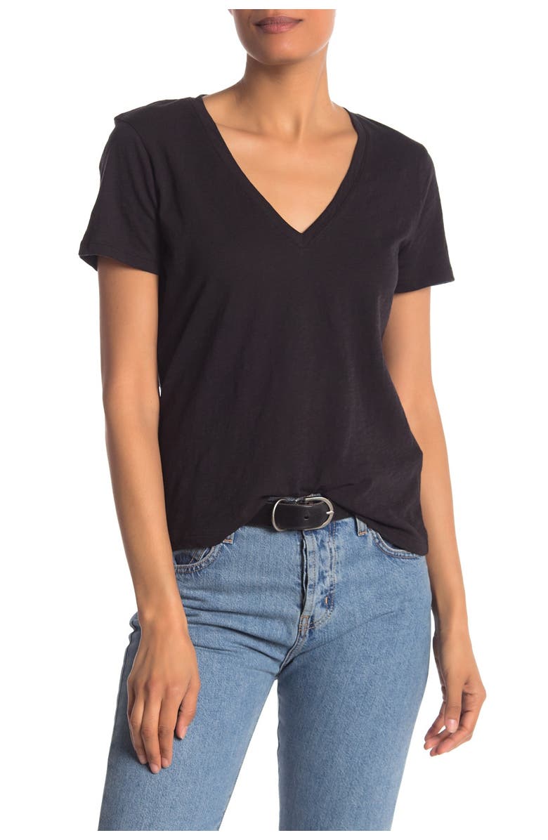Madewell V-Neck Short Sleeve T-Shirt, Main, color, True Black