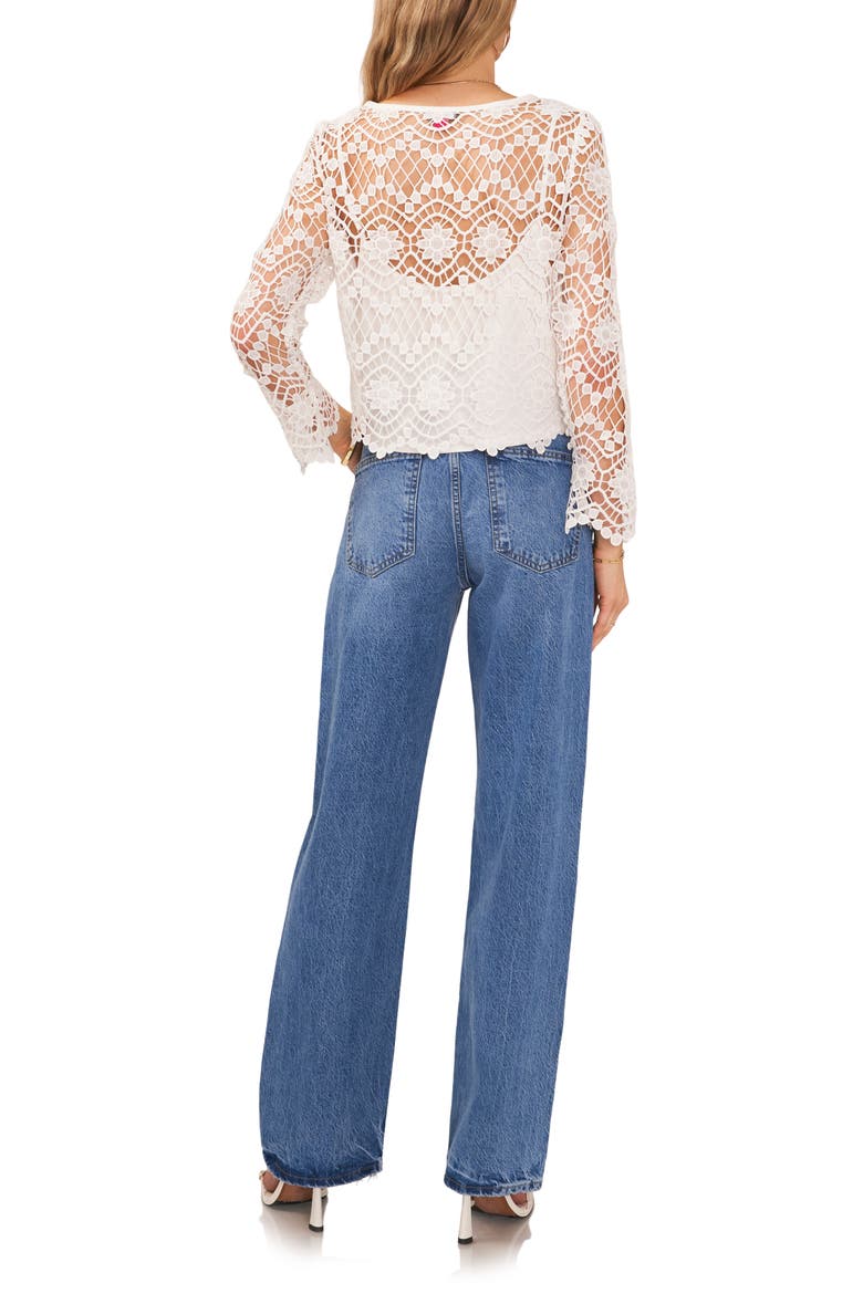 Open Stitch Lace Top, Alternate, color, ULTRA WHITE