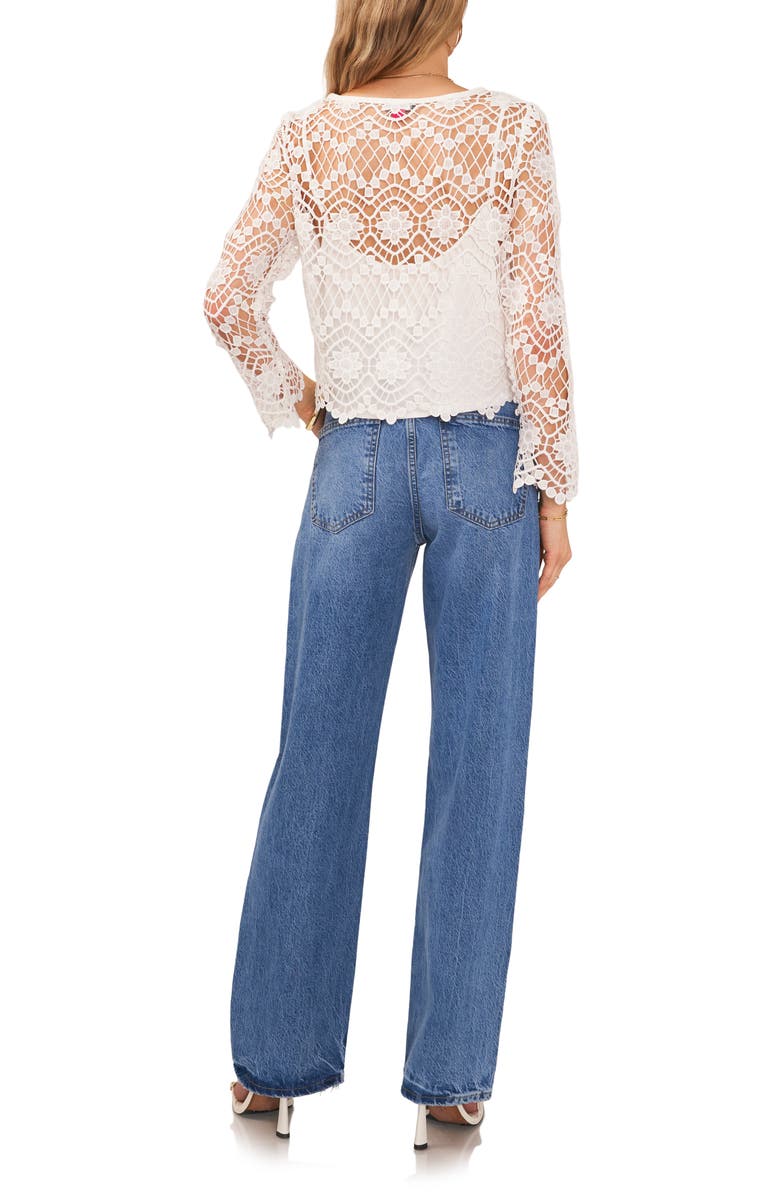 Vince Camuto Open Stitch Lace Top, Alternate, color, 