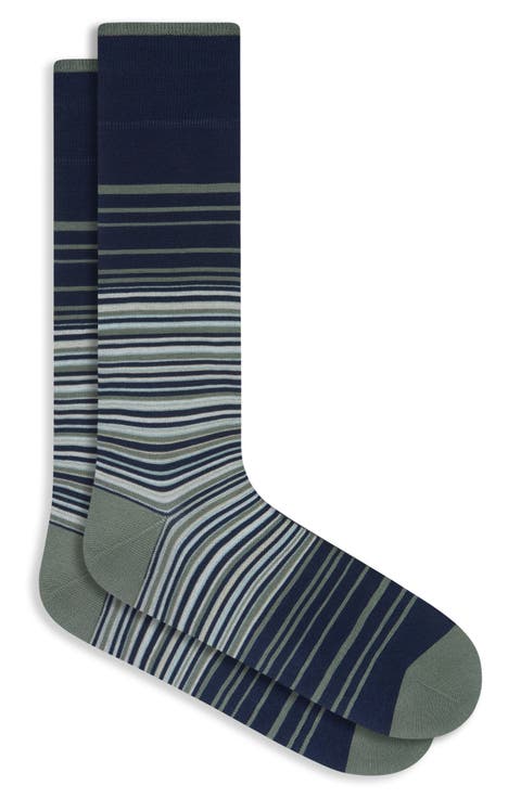 Stripe Mercerized Cotton Blend Dress Socks