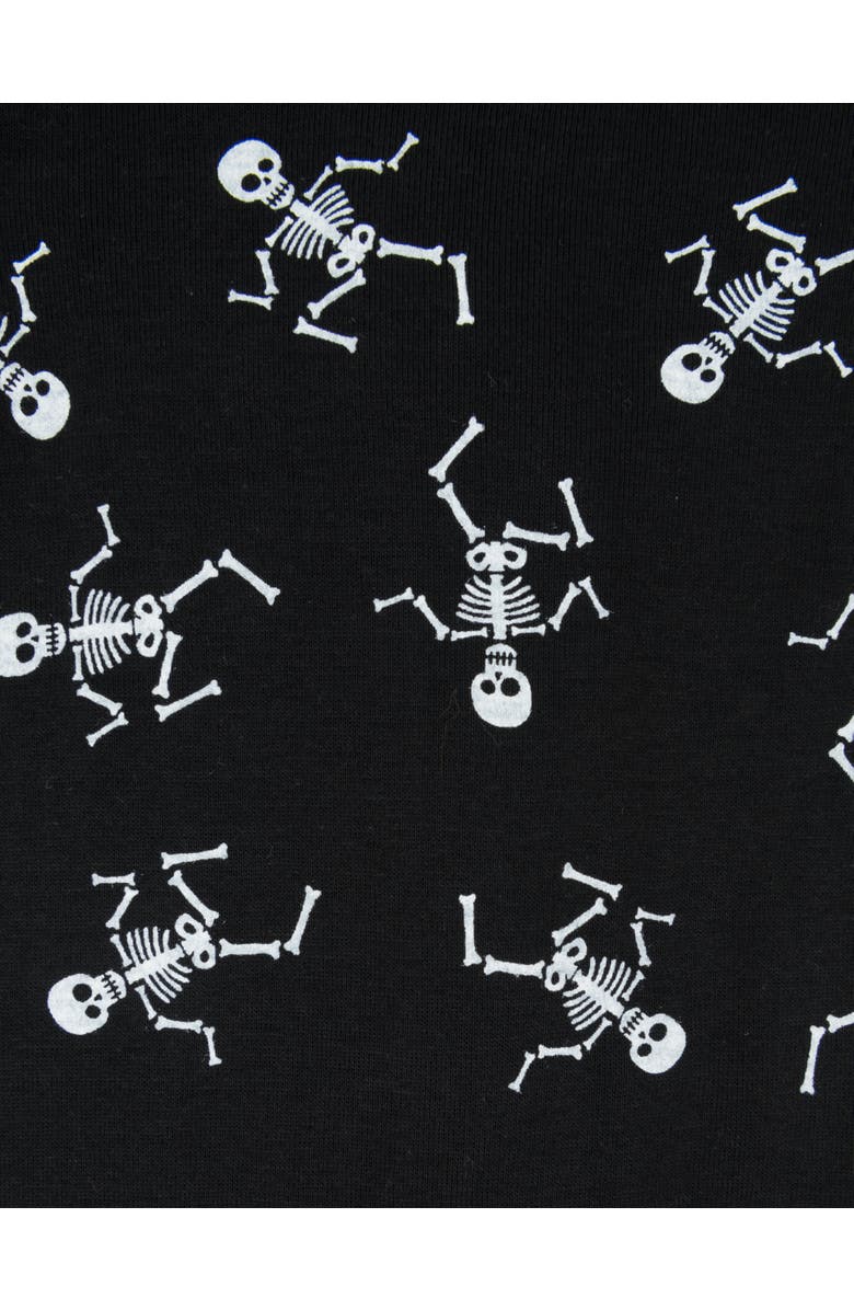Leveret Kids Footed Cotton Halloween Matching Family Pajamas, Fun Prints, Alternate, color, Black Skeleton