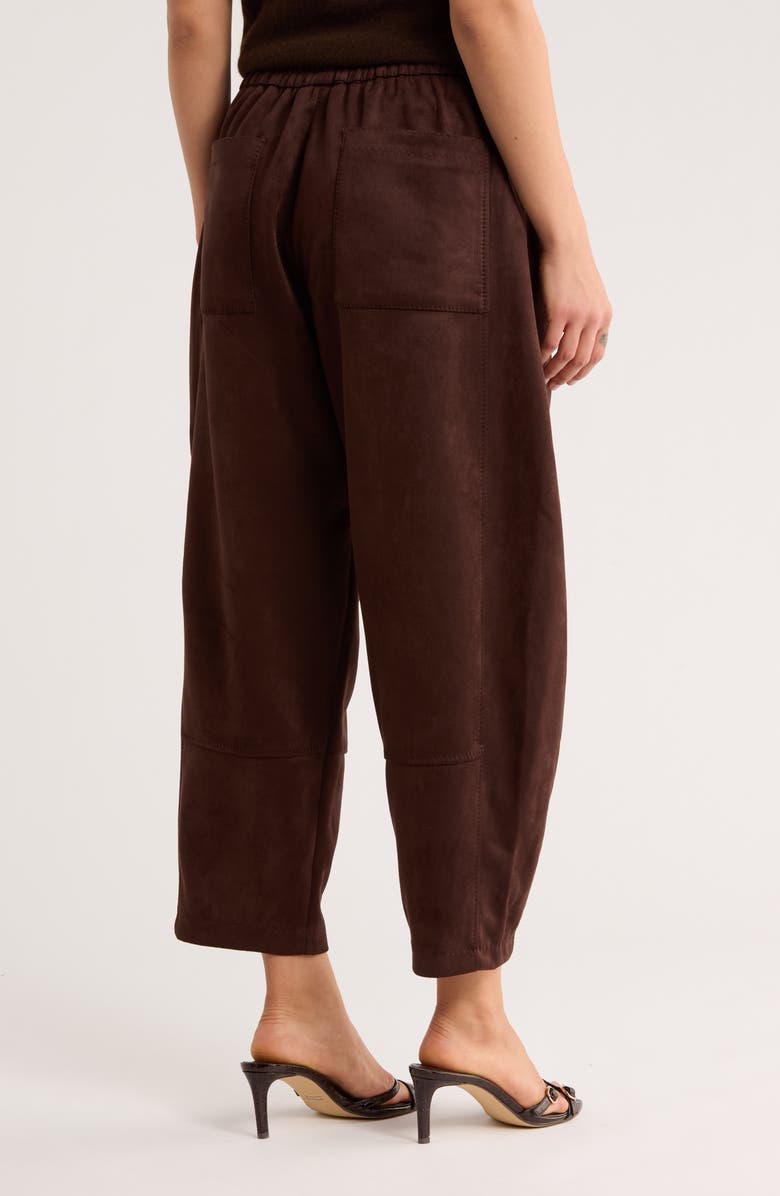 MAX STUDIO Faux Suede Barrel Pants, Alternate, color, Dark Brown