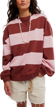 Free People Oversize Stripe Sweatshirt