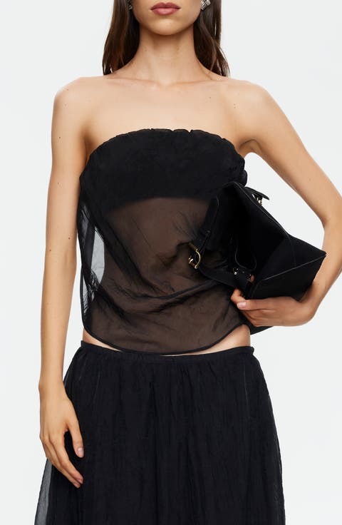 Intuition Sheer Strapless Crop Top
