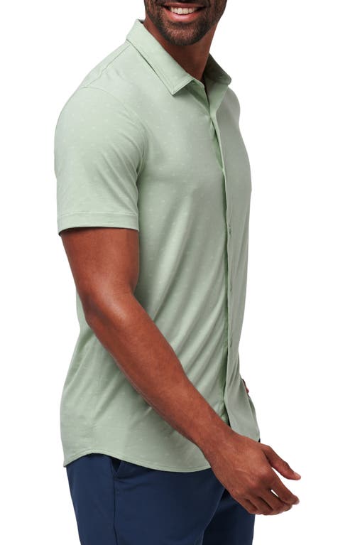 Travismathew Set A Course Geo Print Knit Short Sleeve Button-up Shirt In Jadeite
