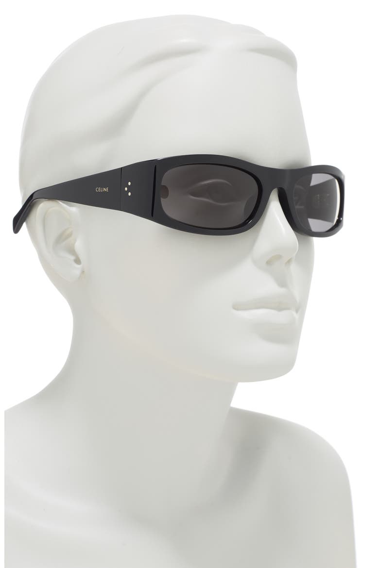 55mm Oval Sunglasses, Alternate, color, SHINY BLACK / SMOKE