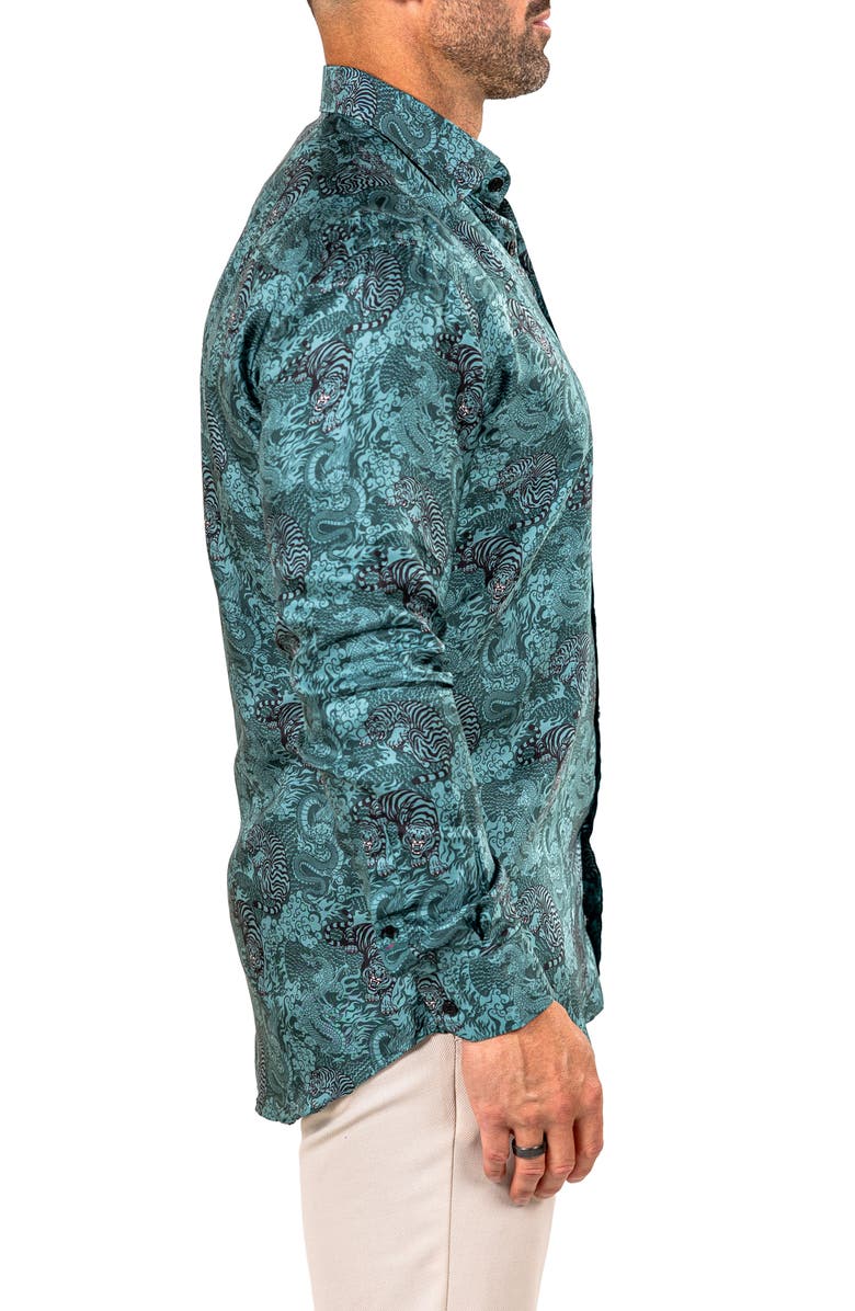 Maceoo Fibonacci Marthyr 0259 Contemporary Fit Button-Up Shirt, Alternate, color, Green