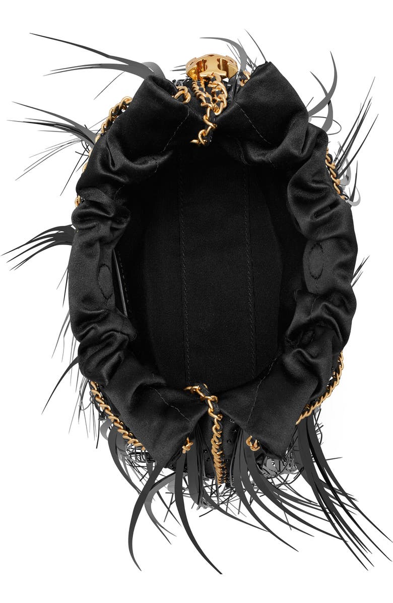 Tory Burch Mini Fleming Leather Feather Hobo Bag, Alternate, color,