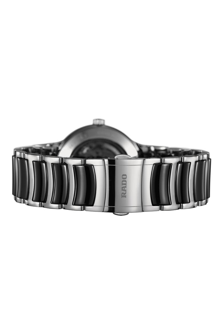 Centrix Automatic Open Heart Ceramic Bracelet Watch, 38mm, Alternate, color, SILVER/ BLACK
