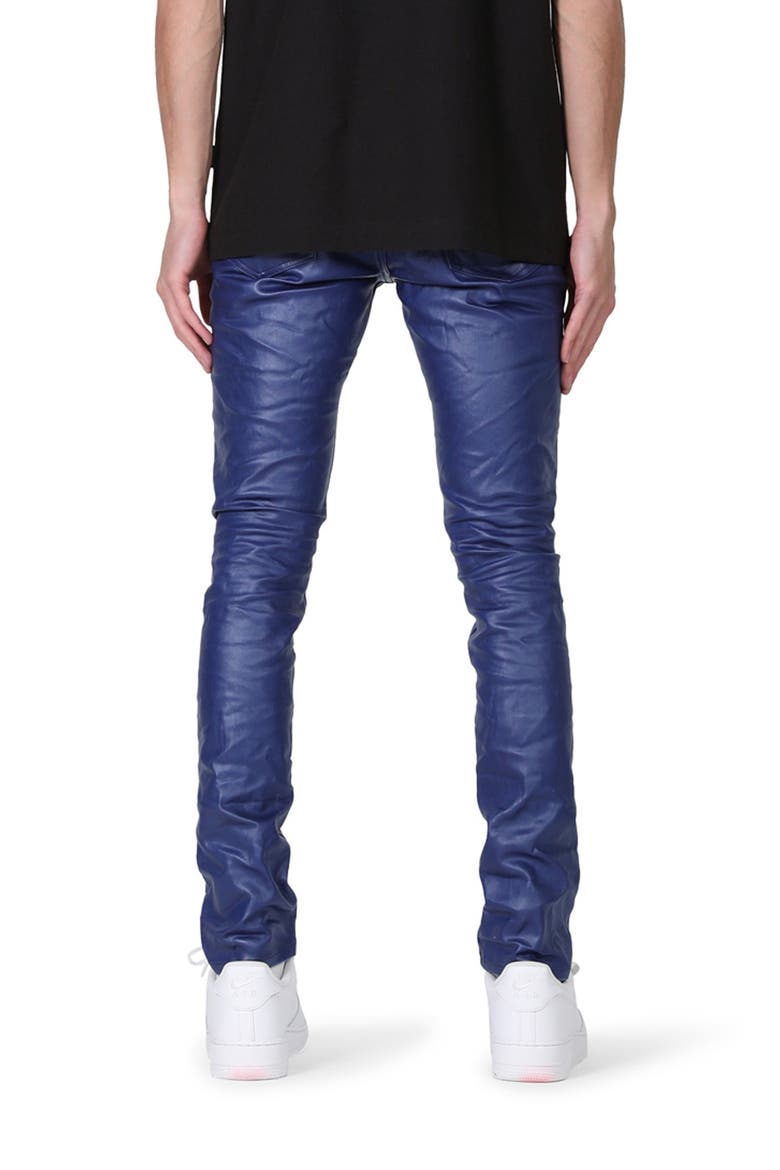 PURPLE Coated Skinny Jeans, Alternate, color, BLUE PATENT LEATHER FILM