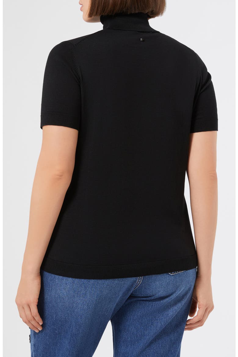 Abile Short Sleeve Cotton & Modal Sweater, Alternate, color, BLACK