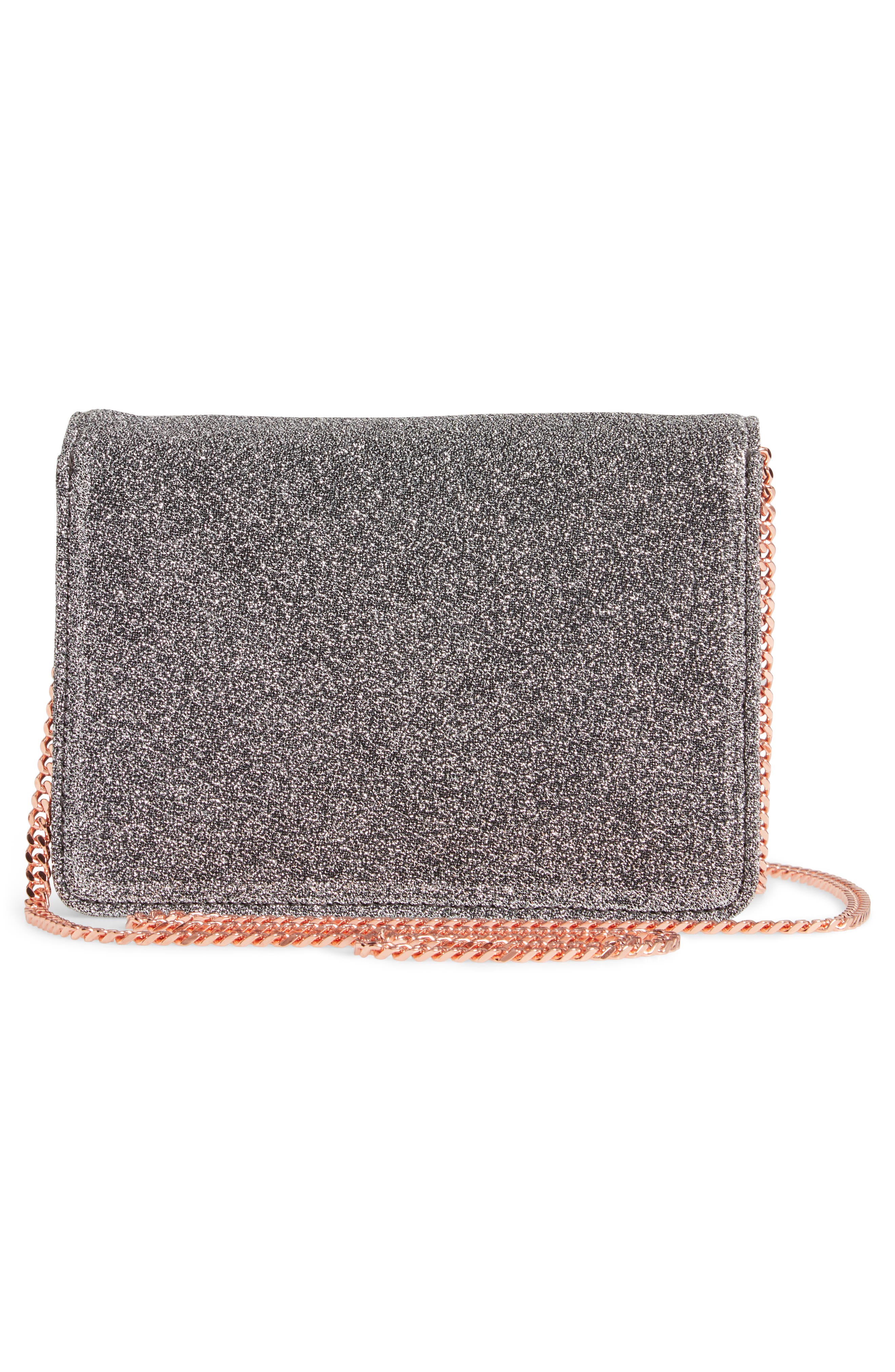 Jeminna Velvet Bow Evening Bag, Alternate, color, SILVER
