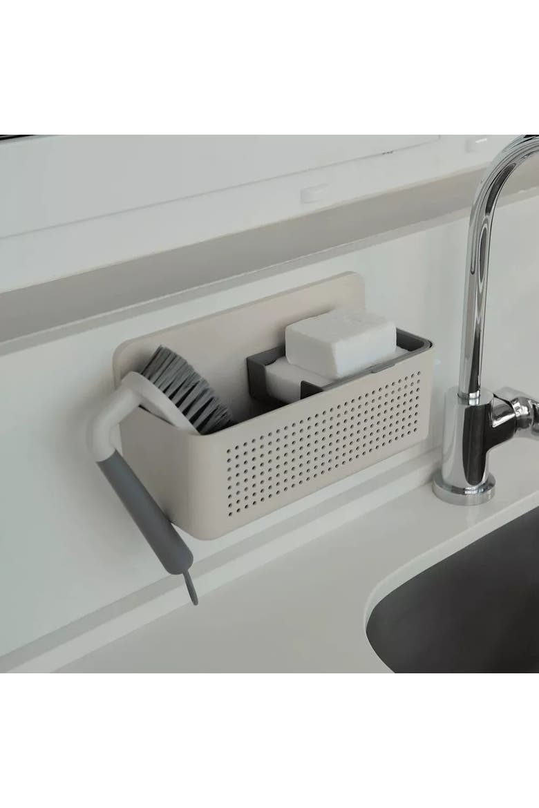 Wall Mounted Self Adhesive Sink Organizer with Removable Sponge Tray, Alternate, color, Beige