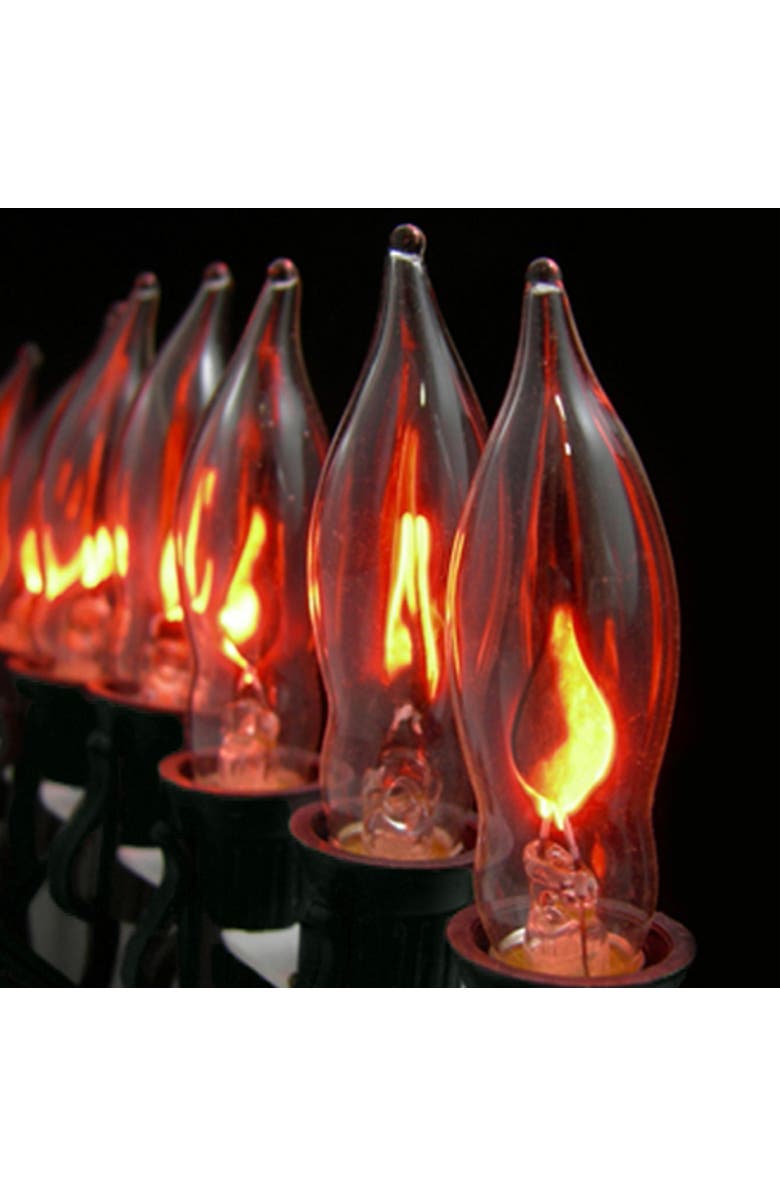 Northlight Flickering Flame C7 Halloween Lights - Amber - 9' Green Wire - 10ct, Alternate, color,