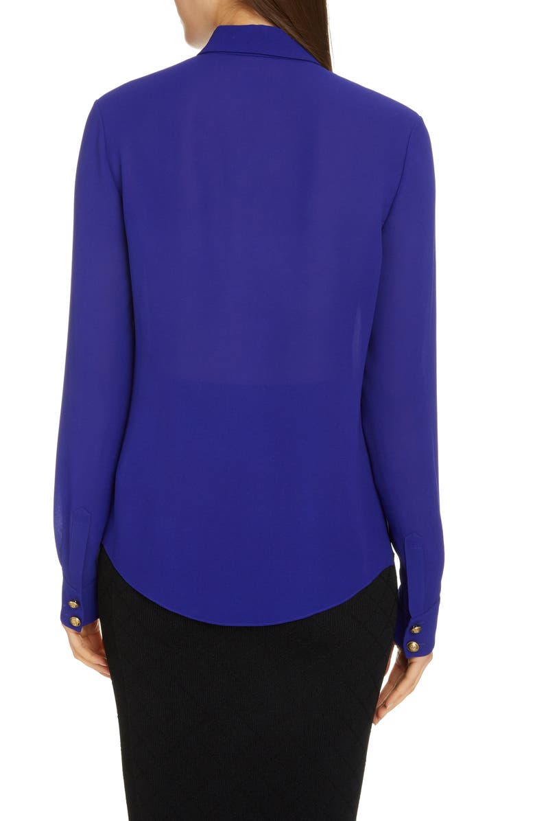 Balmain Silk Georgette Blouse, Alternate, color, 