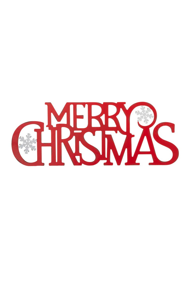 Metal MERRY CHRISTMAS or HAPPY HOLIDAYS Wall Decor, Main, color, Red