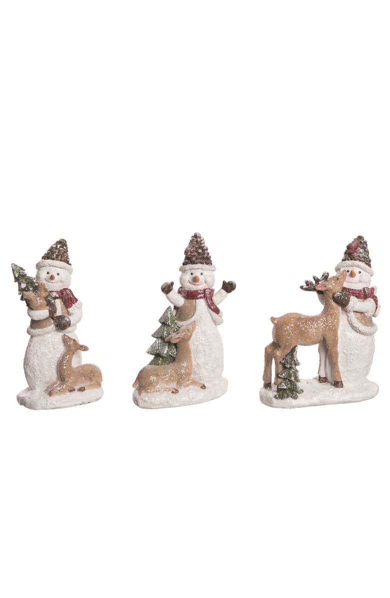 Transpac Resin Sweet Forest Snowman Figurine Set of 3 Christmas Decor, Main, color, White